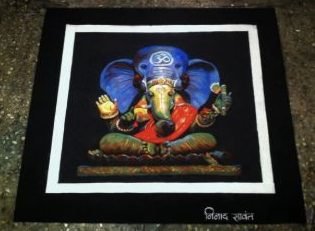 Ganesha rangoli signed by Ninad