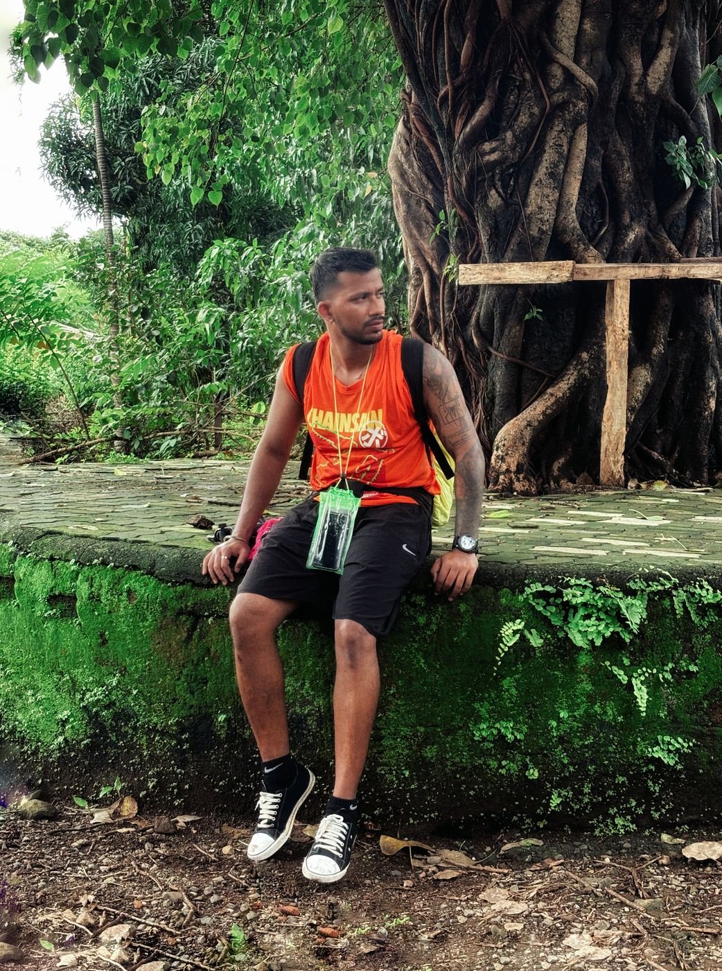 Ninad sitting under a banyan tree